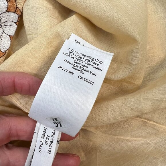 J Crew Zinnia Floral V-Back Linen Mini Dress Camel Brown size 12 NWT - Picture 15 of 15